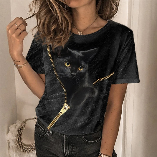 3D Cat dog Print T-shirts