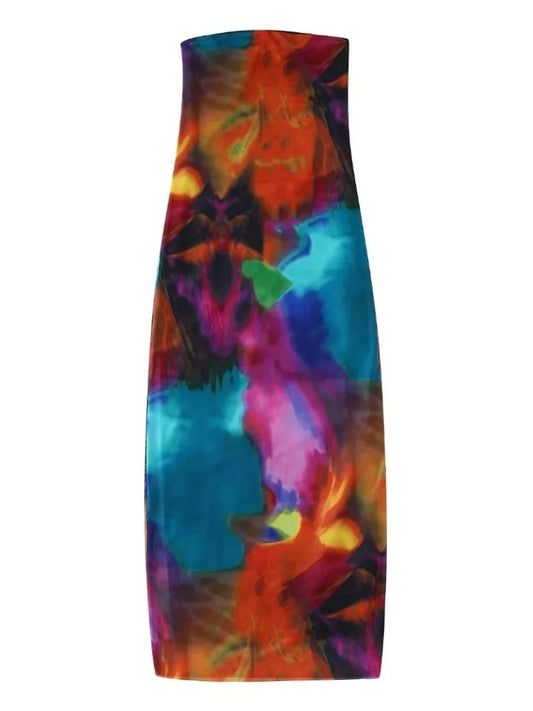 Women Strapless Contrast Color Dress