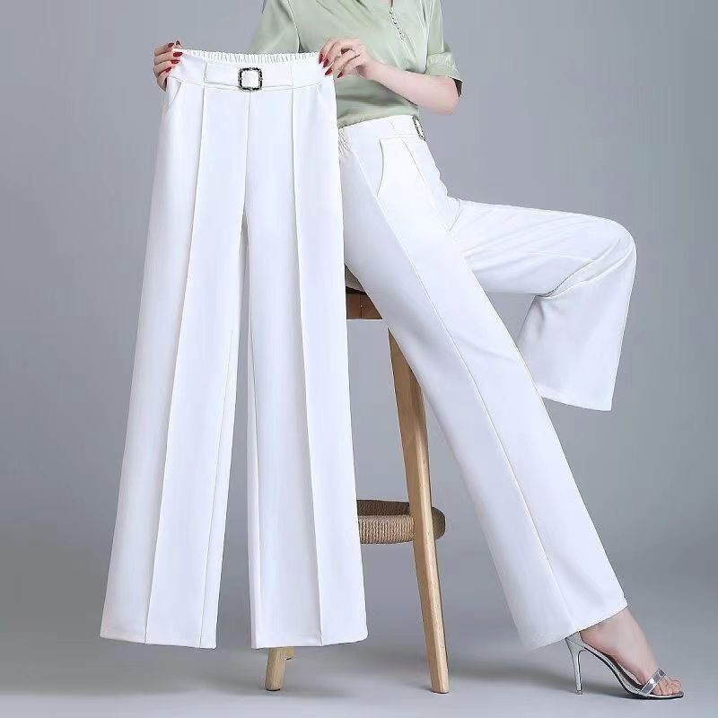 Summer High Waist Pockets All Match Wide Leg Pants