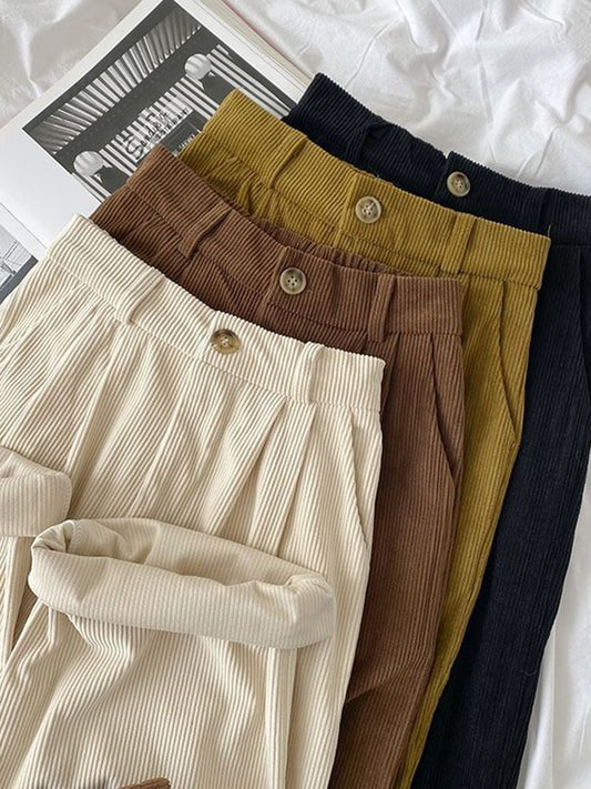 New Vintage High Waist Corduroy Pants