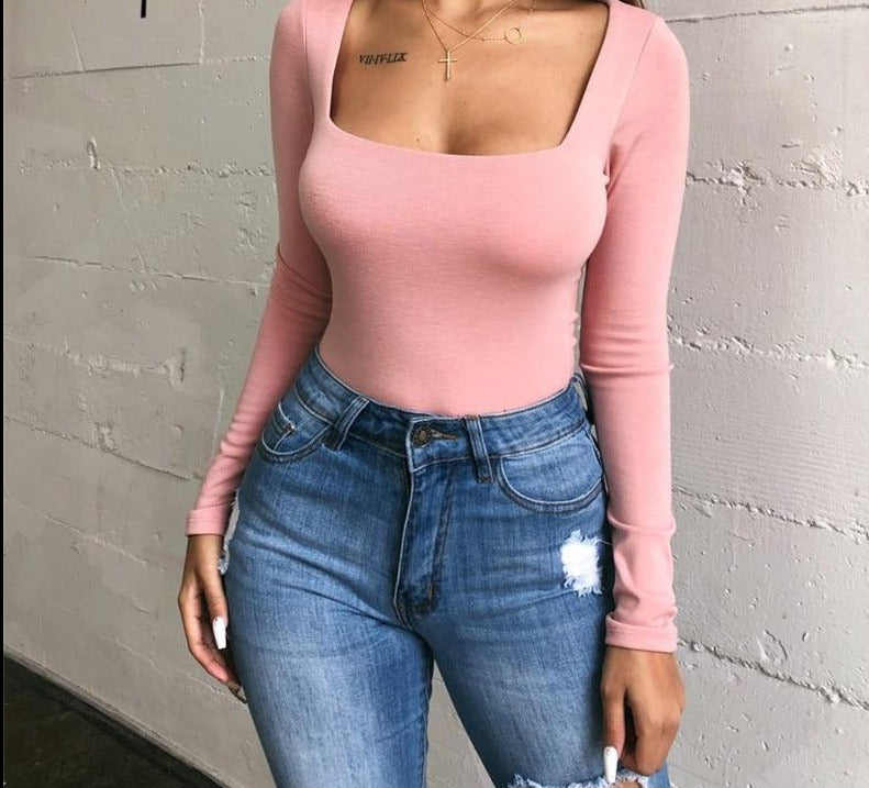 Square neck Long Sleeve Bodysuit