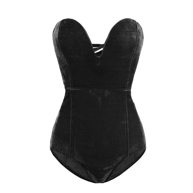 Strapless Velvet Bodysuit