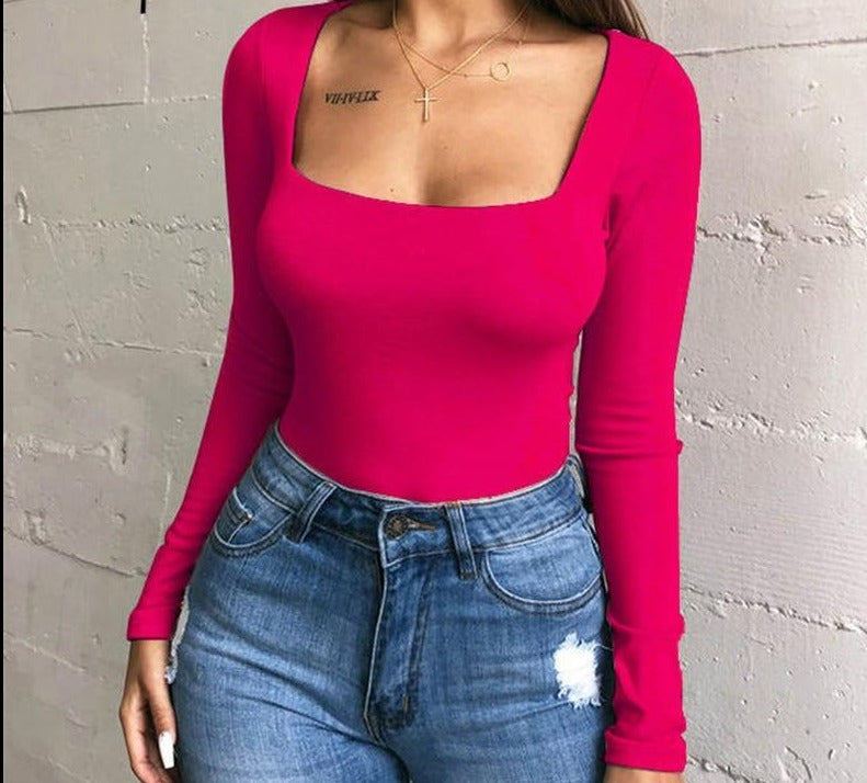 Square neck Long Sleeve Bodysuit