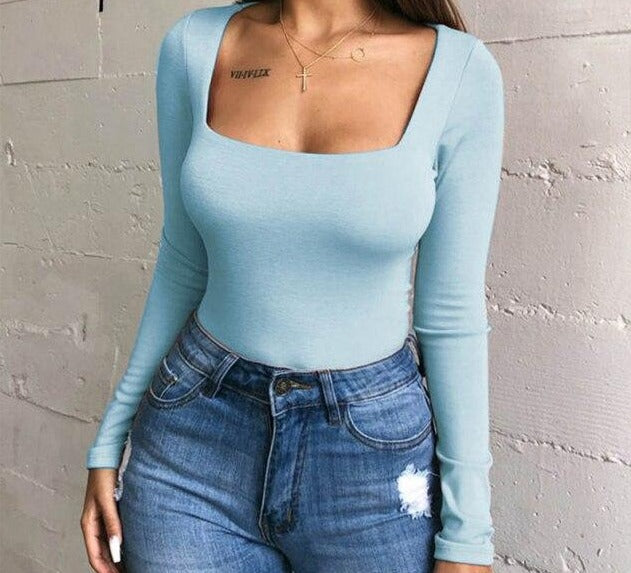 Square neck Long Sleeve Bodysuit