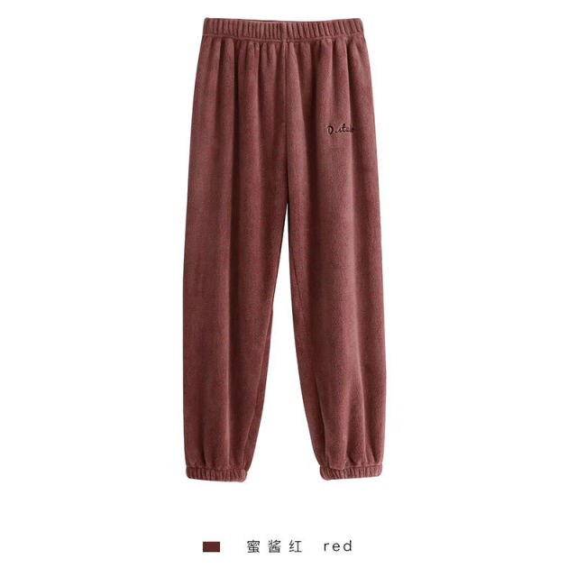 Flannel Winter Solid colour Pyjamas Pants-Red One Size