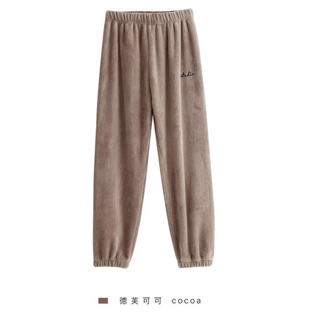 Flannel Winter Solid colour Pyjamas Pants-Coffee One Size