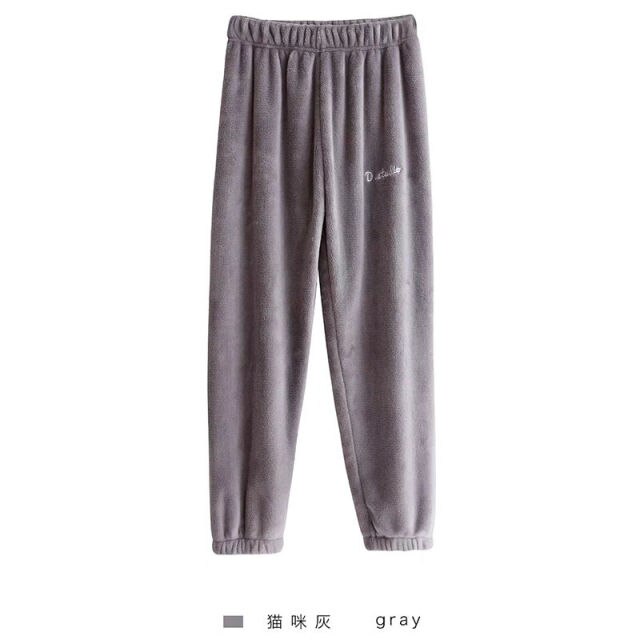 Flannel Winter Solid colour Pyjamas Pants-Gray One Size