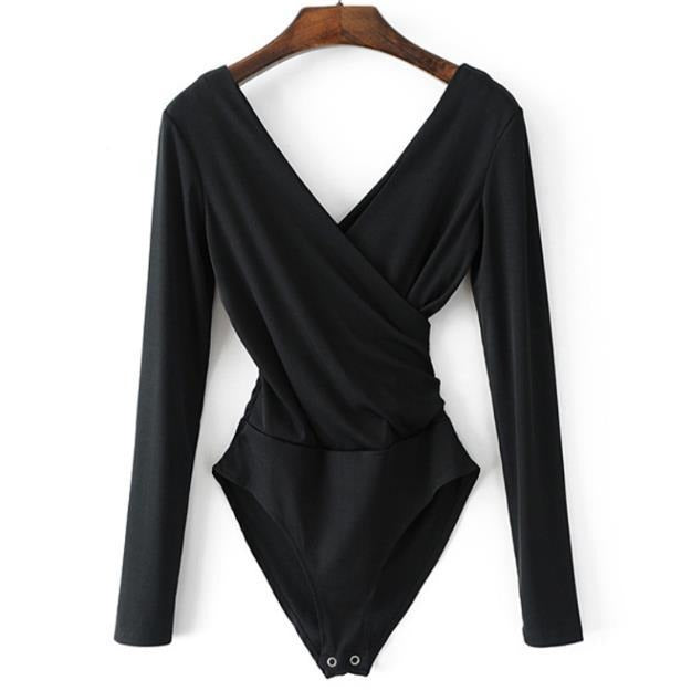 Long Sleeve Backless Wrap Bodysuit
