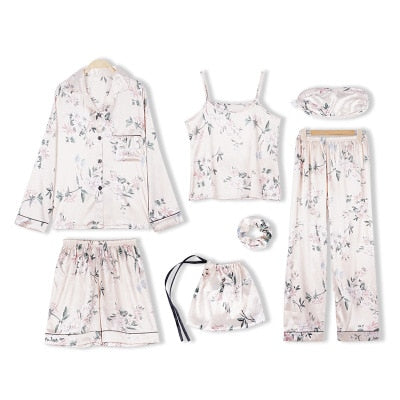 Seven-Piece Satin women's Pyjama Set