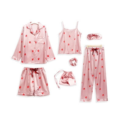 Seven-Piece Satin women's Pyjama Set