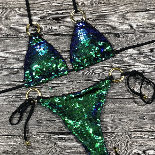 Halter neck Sequin Bikini Set