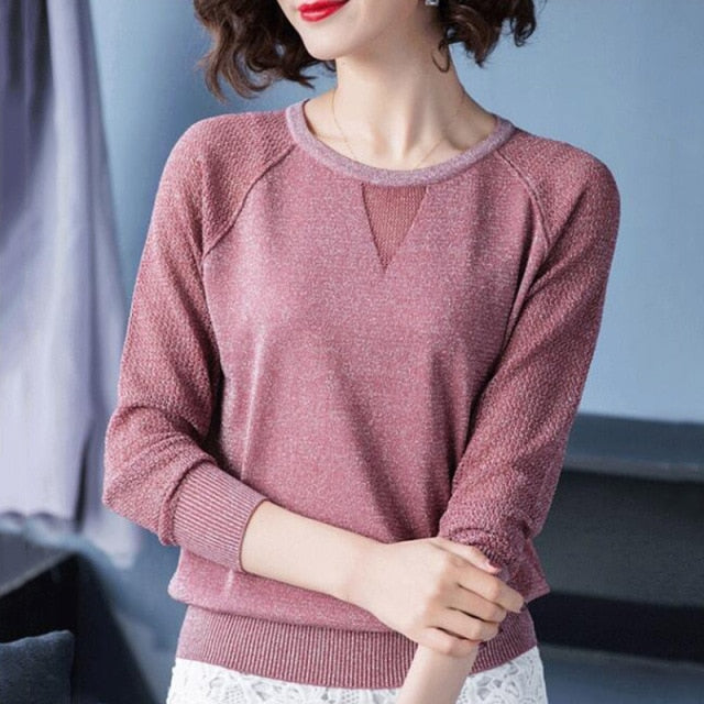 Round neck Long Sleeve Casual Jumper sweatshirt Burgundy