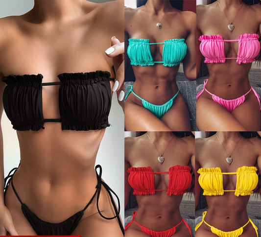 Strapless Ruffles Bikini Set