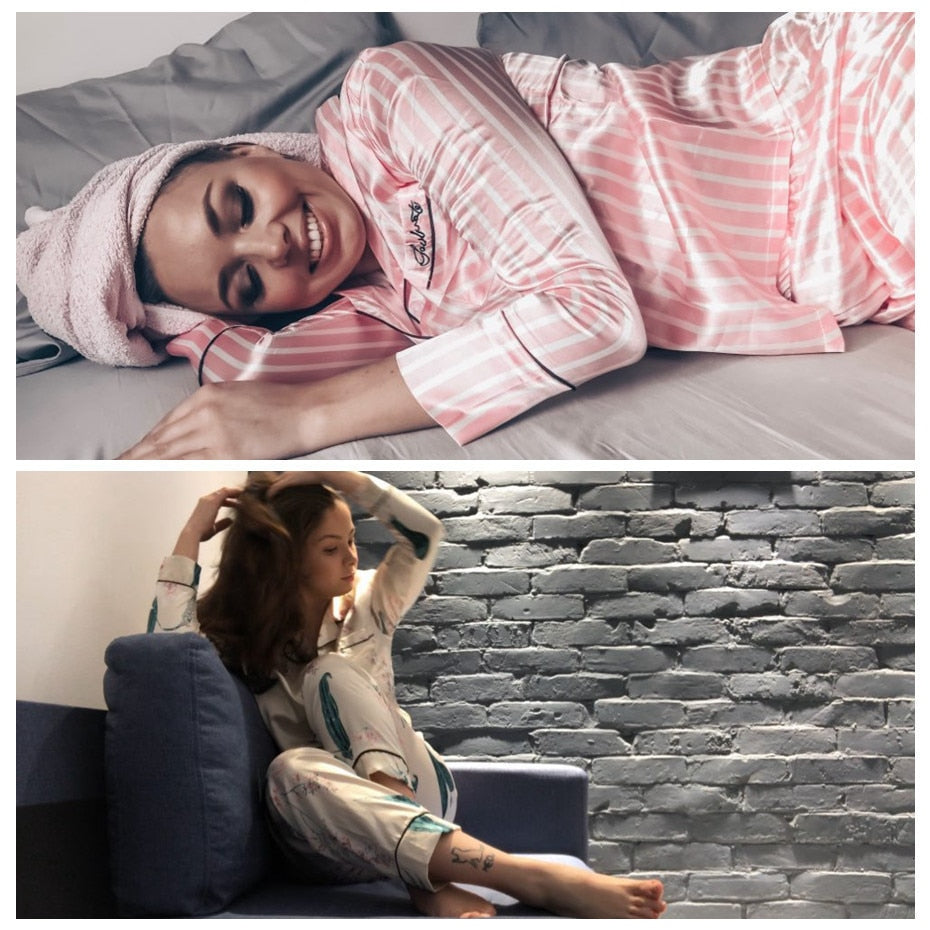 Youthful seven-Piece Satin Pyjamas Set