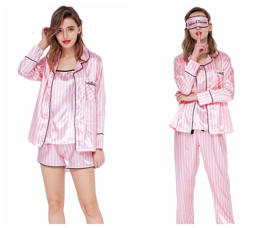Youthful seven-Piece Satin Pyjamas Set