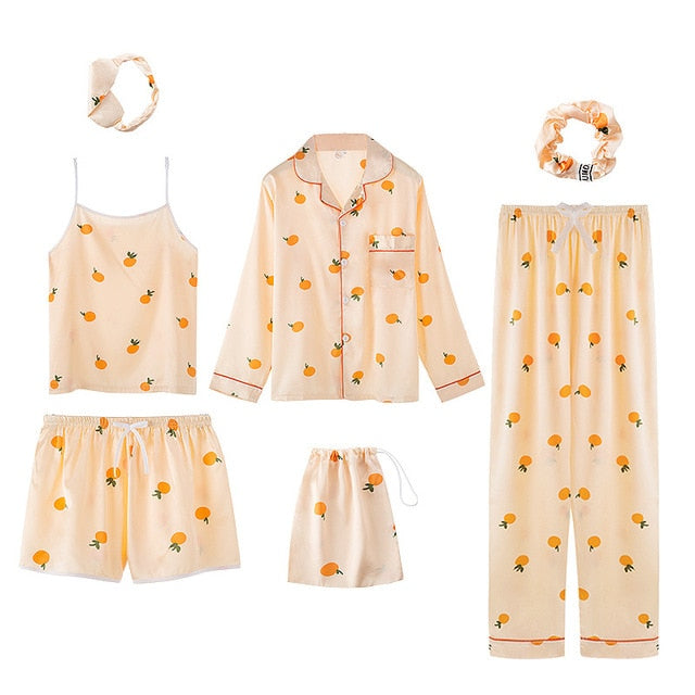 Seven-Piece Satin women's Pyjama Set jvzi