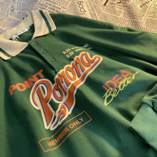 Collared Over-sized sweatshirt Green