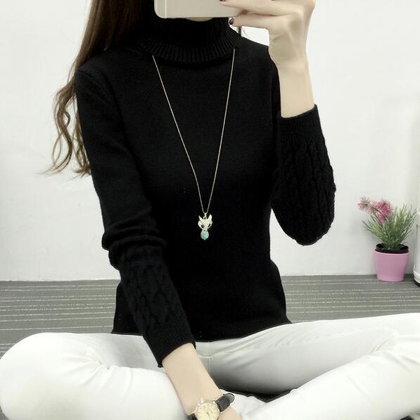 Turtleneck Winter Sweater for Women black