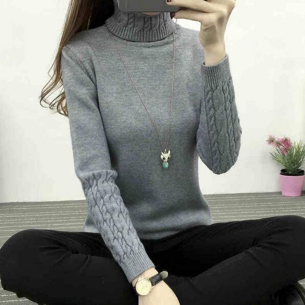 Turtleneck Winter Sweater for Women gray
