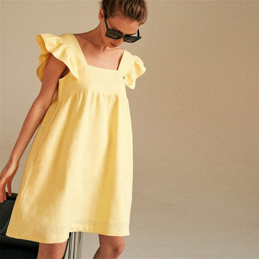 Square Neck Ruffles Dress