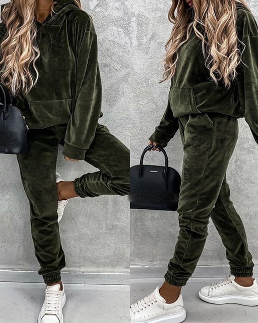 Two piece Set Tracksuit Velvet Lounge Suit