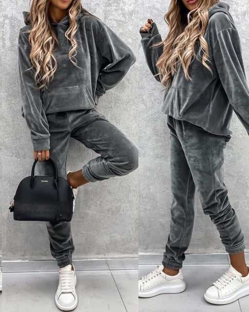 Two piece Set Tracksuit Velvet Lounge Suit
