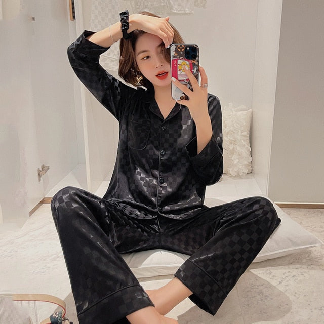 Button down Spring / Summer Pyjamas Black China