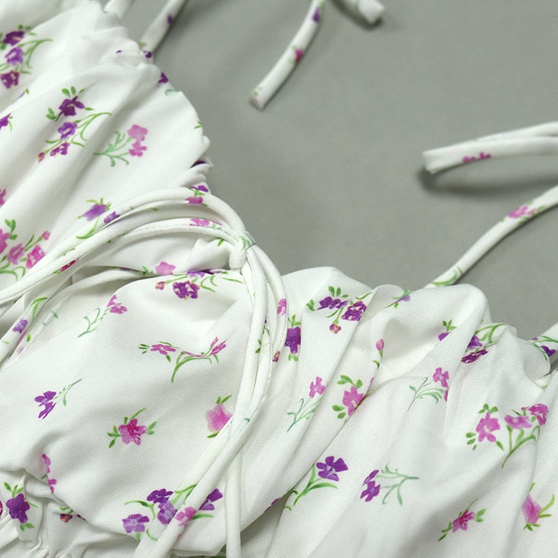 Floral Spaghetti Straps Bodycon Dress