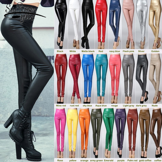 Stretch Faux Leather Skinny Trousers