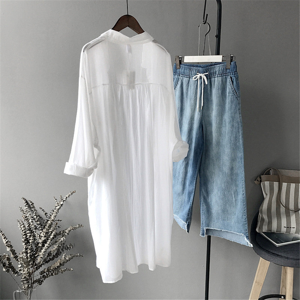 Casual White Long Sleeve Blouse