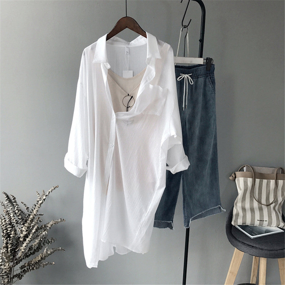 Casual White Long Sleeve Blouse