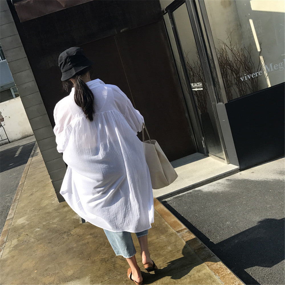 Casual White Long Sleeve Blouse