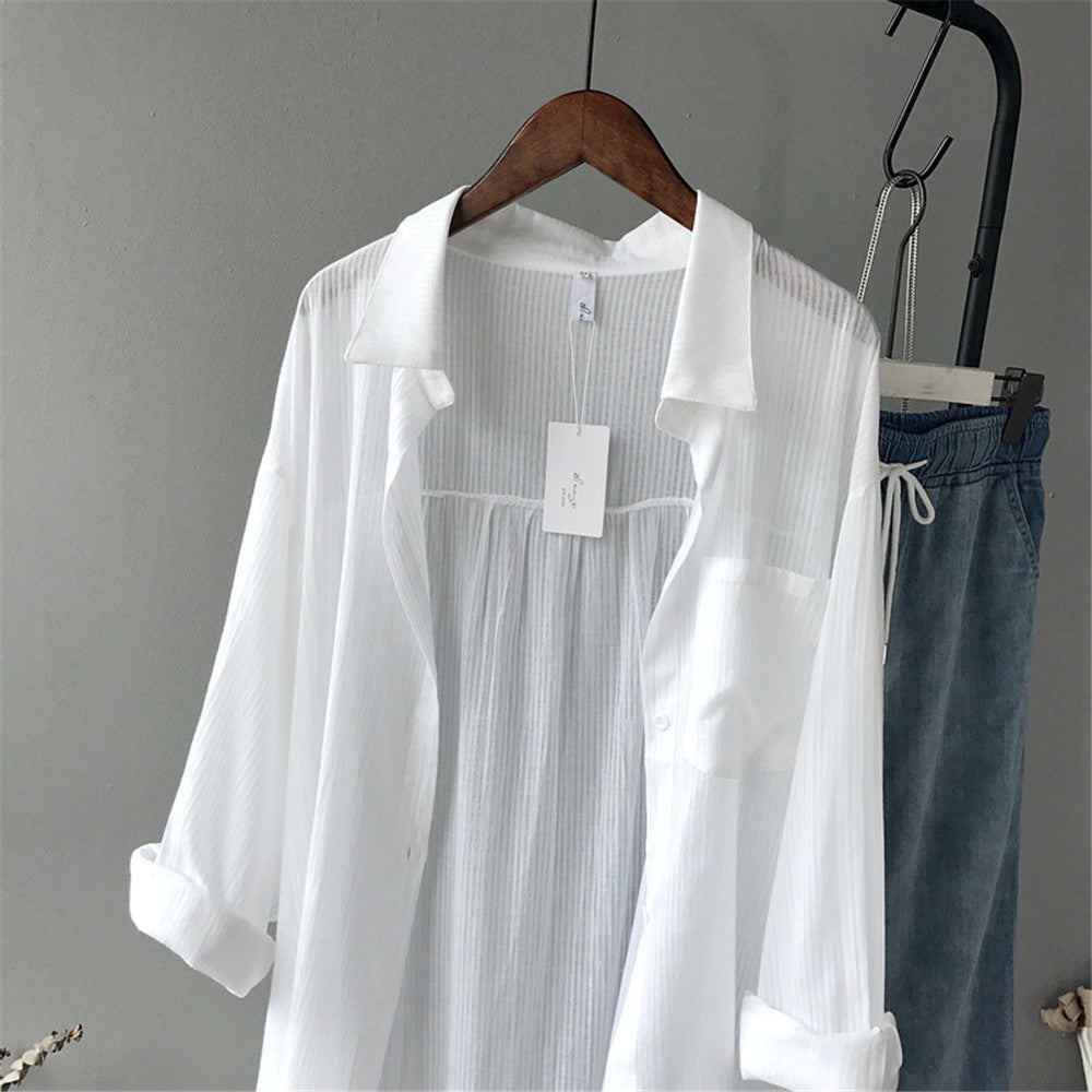 Casual White Long Sleeve Blouse