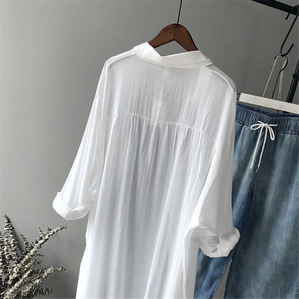 Casual White Long Sleeve Blouse