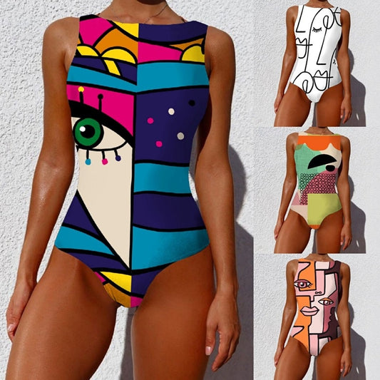 Art Deco One Piece Swimsuit - Bathing Suit