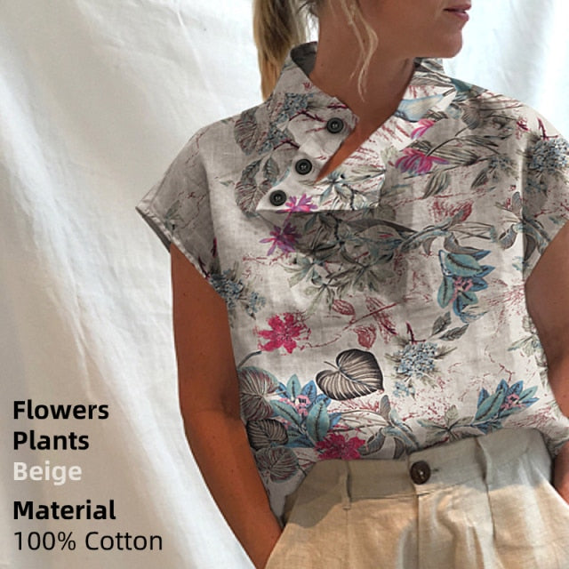 Short Sleeve button detail Summer Blouse