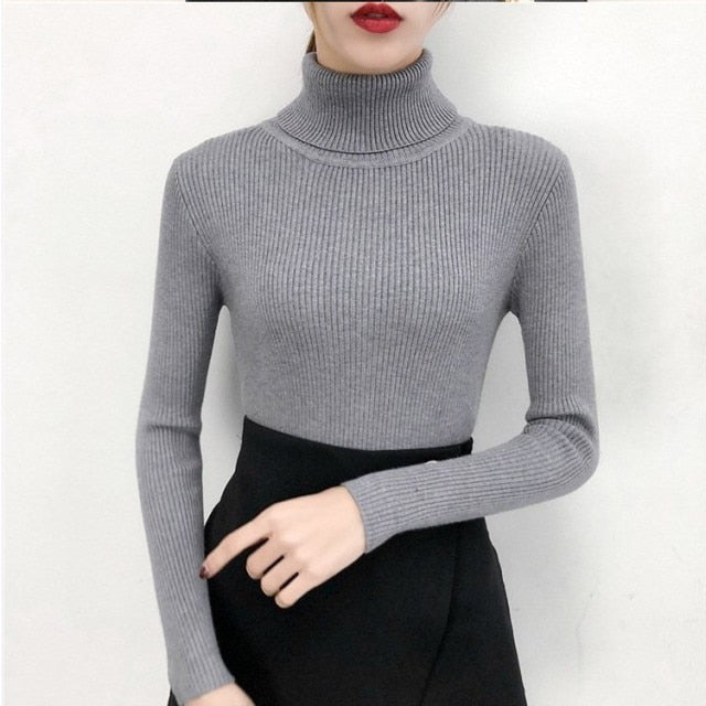 Knitted turtleneck Top grey