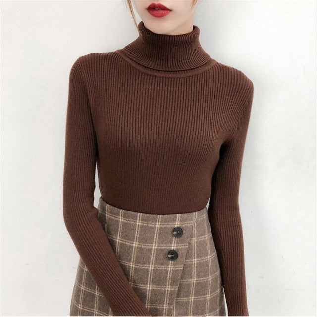 Knitted turtleneck Top coffee