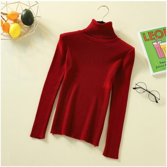 Knitted turtleneck Top wine