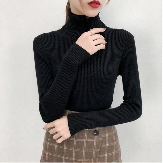 Knitted turtleneck Top black