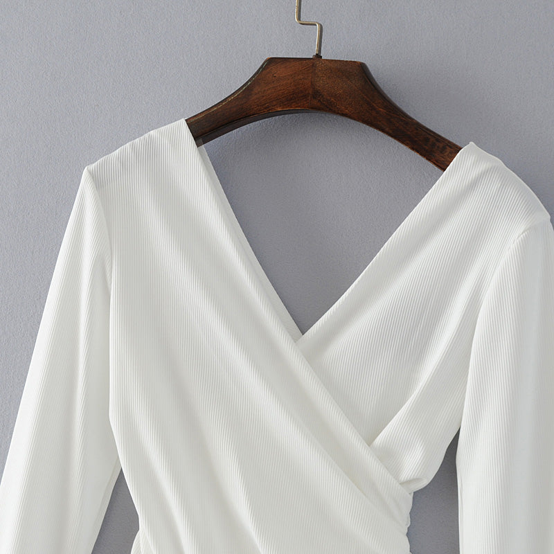 Long Sleeve Backless Wrap Bodysuit