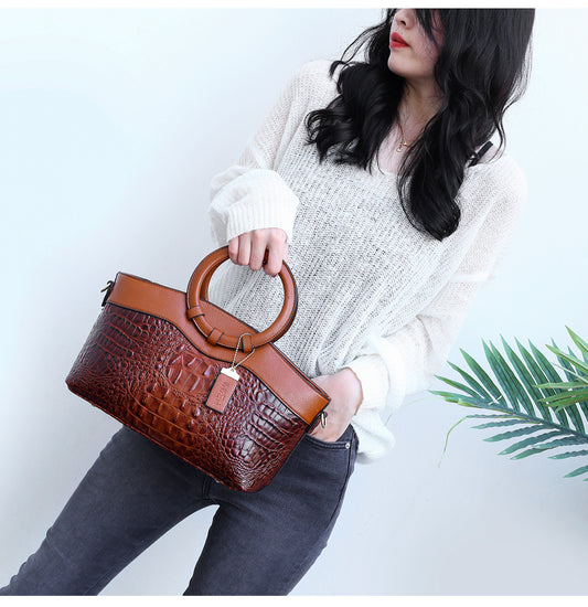 Crocodile Pattern Tote Handbag