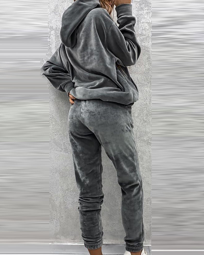 Two piece Set Tracksuit Velvet Lounge Suit