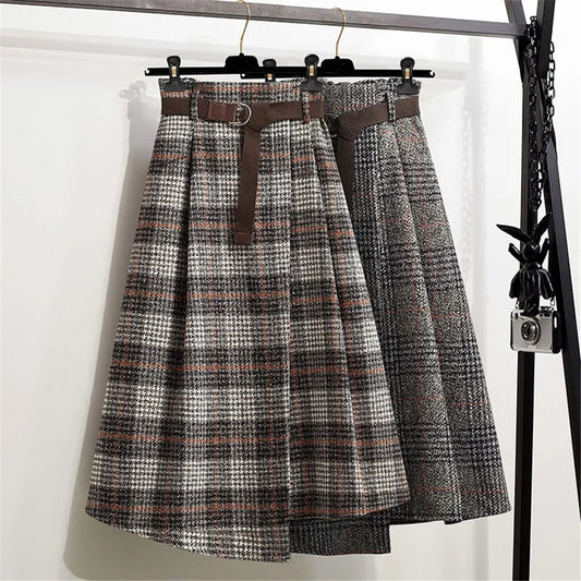 Plaid Irregular A-Line Skirt